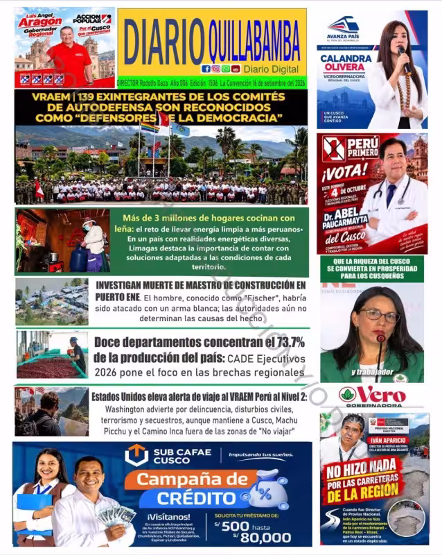 Cusco Diario Quillabamba 16-09