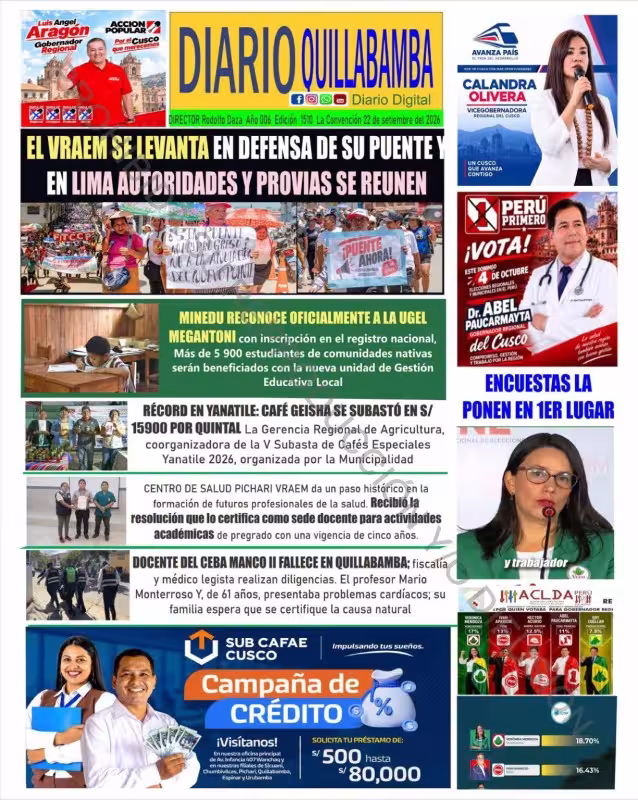 Cusco Diario Quillabamba 22-09